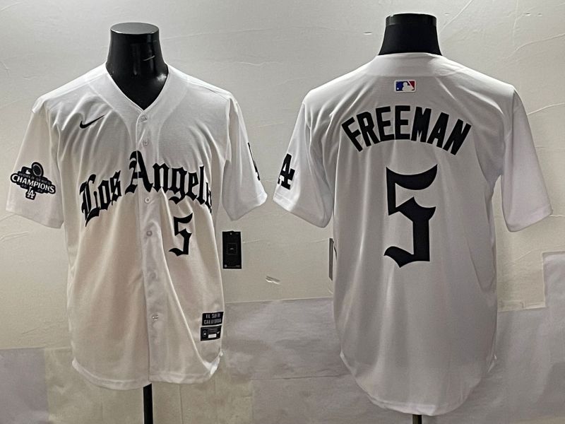 Men 2025 Los Angeles Dodgers #5 Freeman White Five generations Joint Name Nike MLB Jersey style 5185->chicago white sox->MLB Jersey